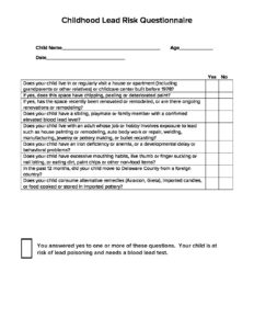 Lead Risk Assessment Questionnaire - Children First (Formerly Public ...