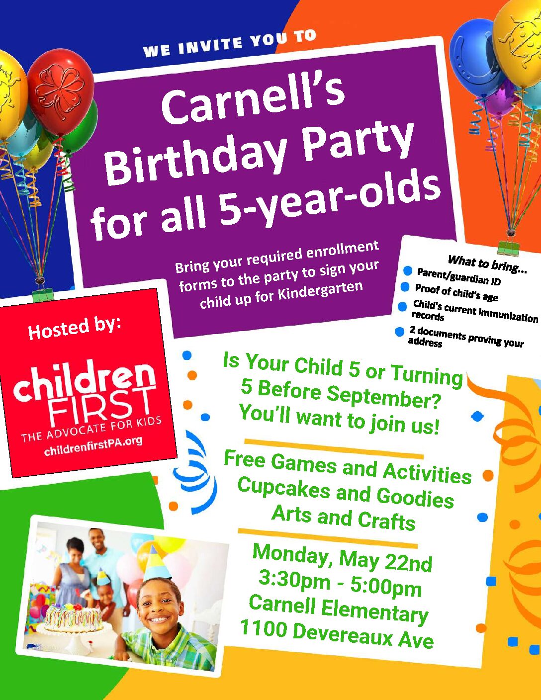 Kids Birthday Party Flyer - Carnell - Children First (Formerly Public  Citizens For Children and Youth)